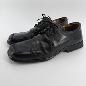 Stanley Blacker Mens Black Leather Square Toe Derby Shoes 10M 2951-1 Made Italy‎